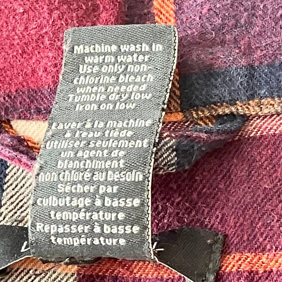 Logan Hill | 100% Cotton Long Sleeve Burgundy/Navy Plaid Sleepshirt | Size M - Picture 5 of 9